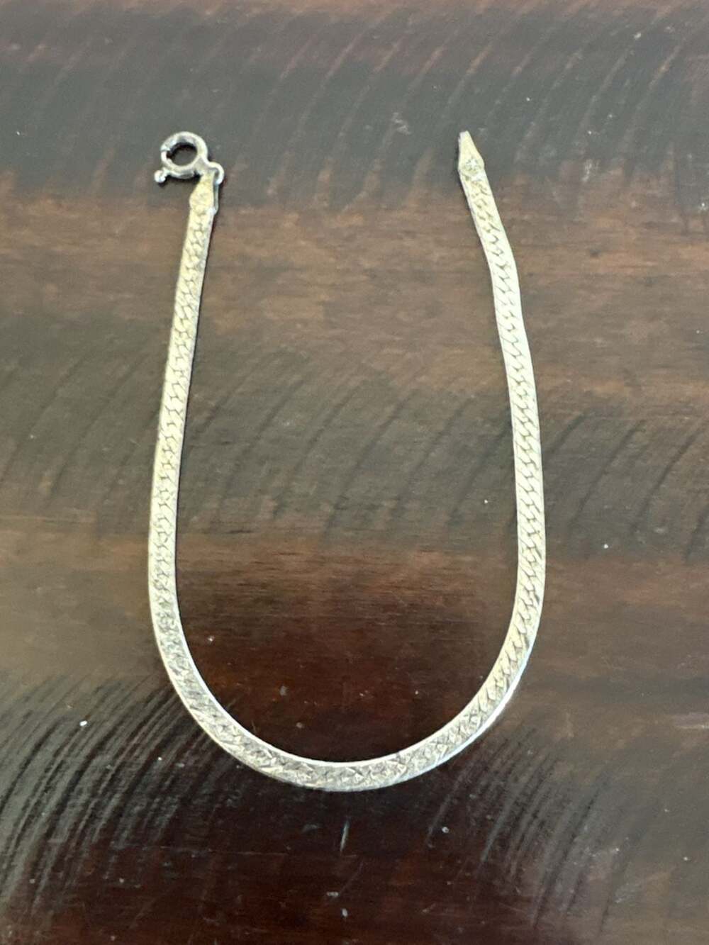 925 Sterling Silver Italian Herringbone Chain Bracelet